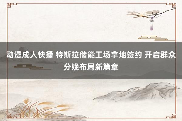动漫成人快播 特斯拉储能工场拿地签约 开启群众分娩布局新篇章