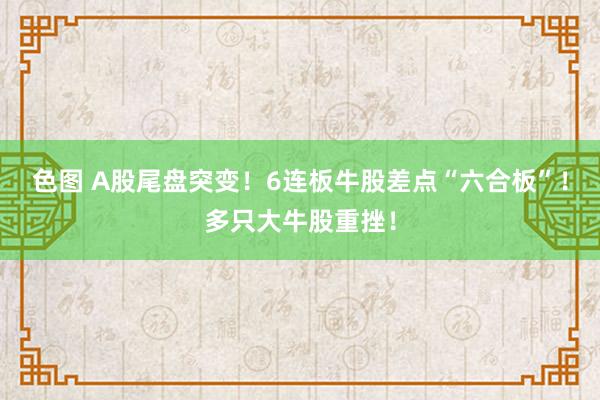 色图 A股尾盘突变！6连板牛股差点“六合板”！多只大牛股重挫！