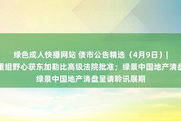 绿色成人快播网站 债市公告精选（4月9日）|喜兆业境外债重组野心获东加勒比高级法院批准；绿景中国地产清盘呈请聆讯展期